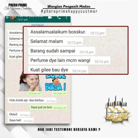 Screenshot testimoni Phero Prime Black daripada halaman produk asal Kedai Pheromone — 3