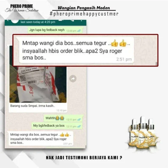 Screenshot testimoni Phero Prime Black daripada halaman produk asal Kedai Pheromone — 4