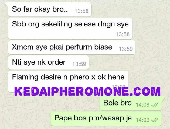Screenshot testimoni Flaming Desire daripada halaman produk asal Kedai Pheromone — 1