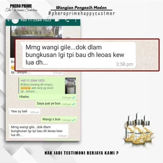 Screenshot testimoni Phero Prime Black daripada halaman produk asal Kedai Pheromone — 5
