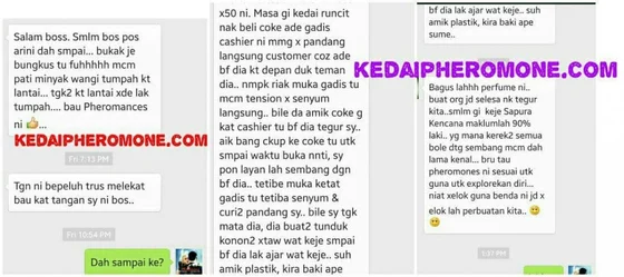 Screenshot testimoni Pheromances Pheromone daripada halaman produk asal Kedai Pheromone — 1