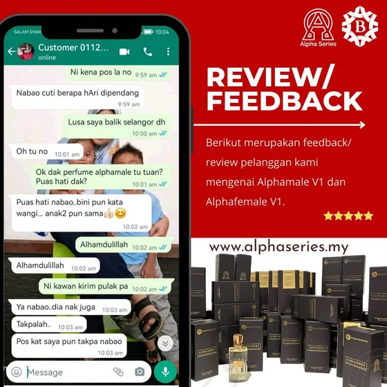 Screenshot testimoni Alpha Series daripada halaman produk asal Kedai Pheromone — 5