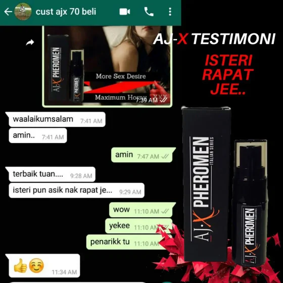 Screenshot testimoni AJX Pheromen (Spray) daripada halaman produk asal Kedai Pheromone — 3