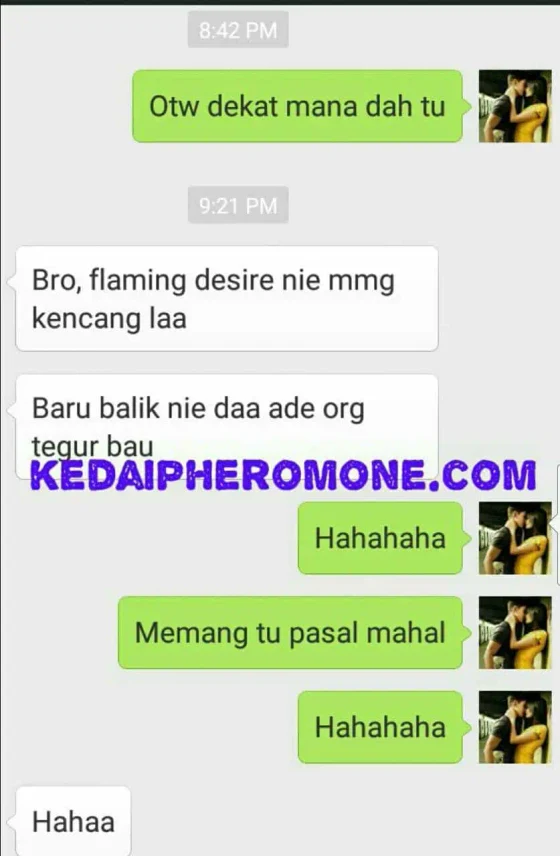 Screenshot testimoni Flaming Desire daripada halaman produk asal Kedai Pheromone — 3