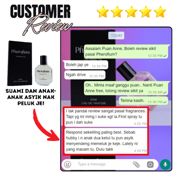 Screenshot testimoni Pherofium daripada halaman produk asal Kedai Pheromone — 4