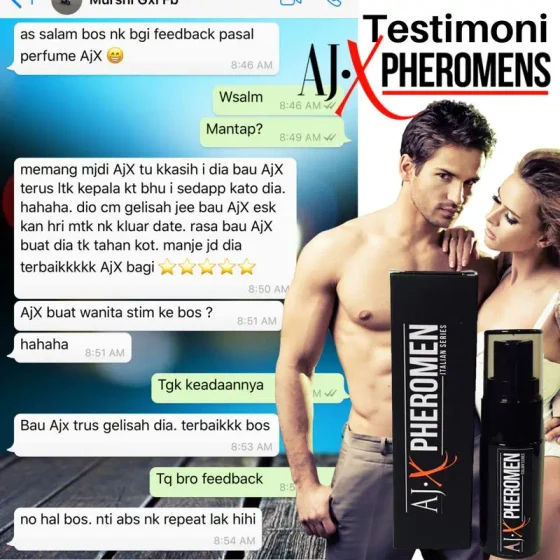 Screenshot testimoni AJX Pheromen (Spray) daripada halaman produk asal Kedai Pheromone — 1