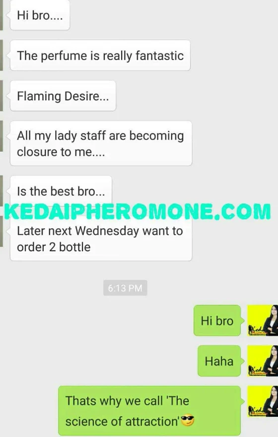 Screenshot testimoni Flaming Desire daripada halaman produk asal Kedai Pheromone — 2