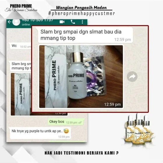 Screenshot testimoni Phero Prime Black daripada halaman produk asal Kedai Pheromone — 2