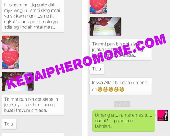 Screenshot testimoni Mystique Switzerland daripada halaman produk asal Kedai Pheromone — 1